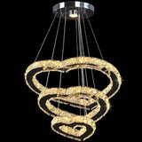 Modern Crystal 3 Heart Rings LED Chandelier Light Fixture Pendant