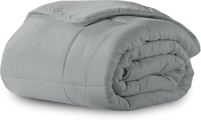 Microfiber Down-Alternative Solid Color Comforter - White - Full/Queen (90"x90")