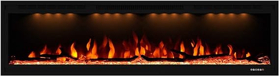 Electric Fireplace 74 Inches Fireplace Recessed