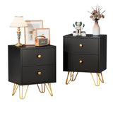 Black Nightstand, Black and Gold Nightstand, Night Stand with Drawers, Small End Table