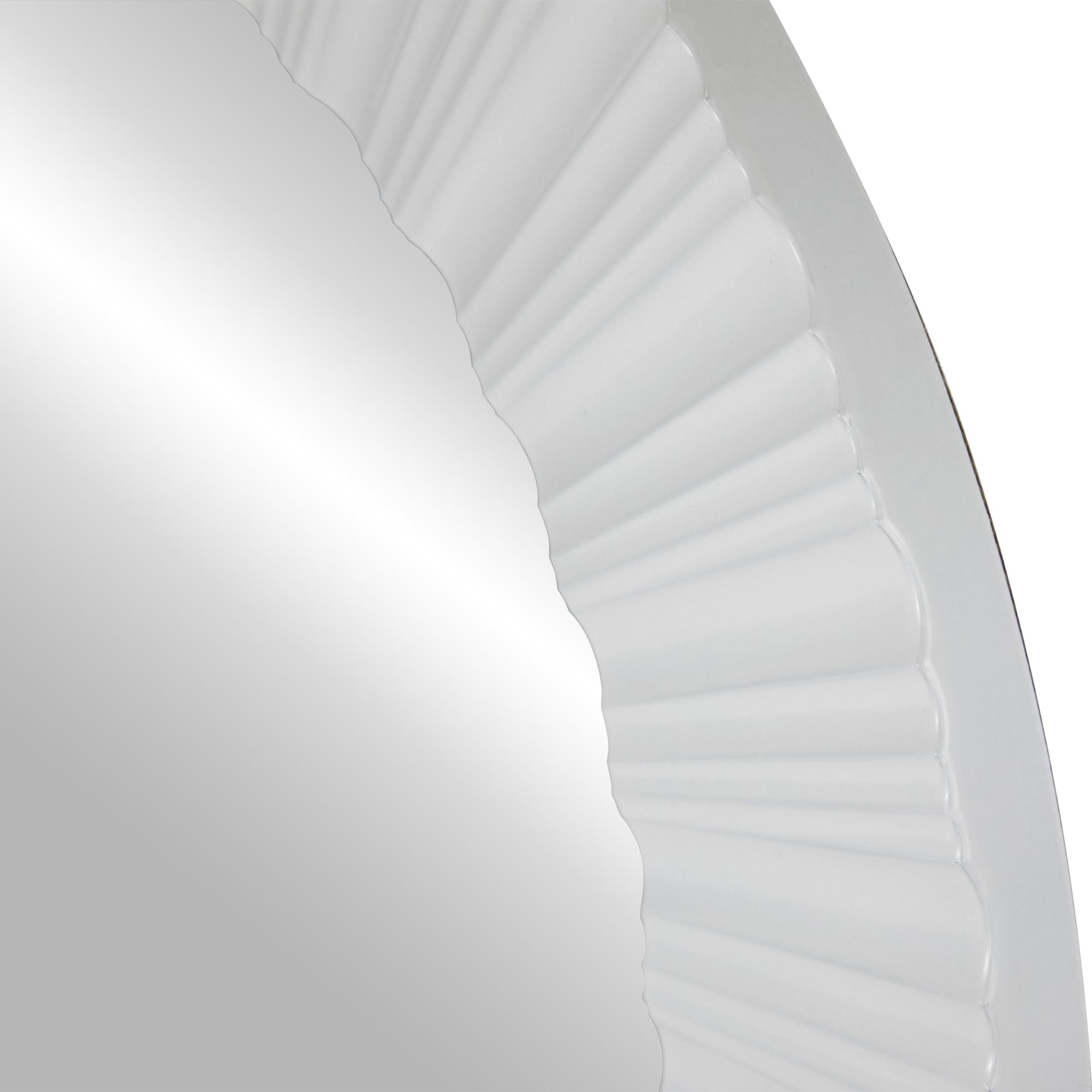 Contemporary Fluted Texture Decorative Round Wall Mirror, 20", White