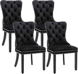 Eifizek Velvet Dining Chairs Set of 2, Tufted Dining Room Chairs with Nailhead Ring Pull Trim