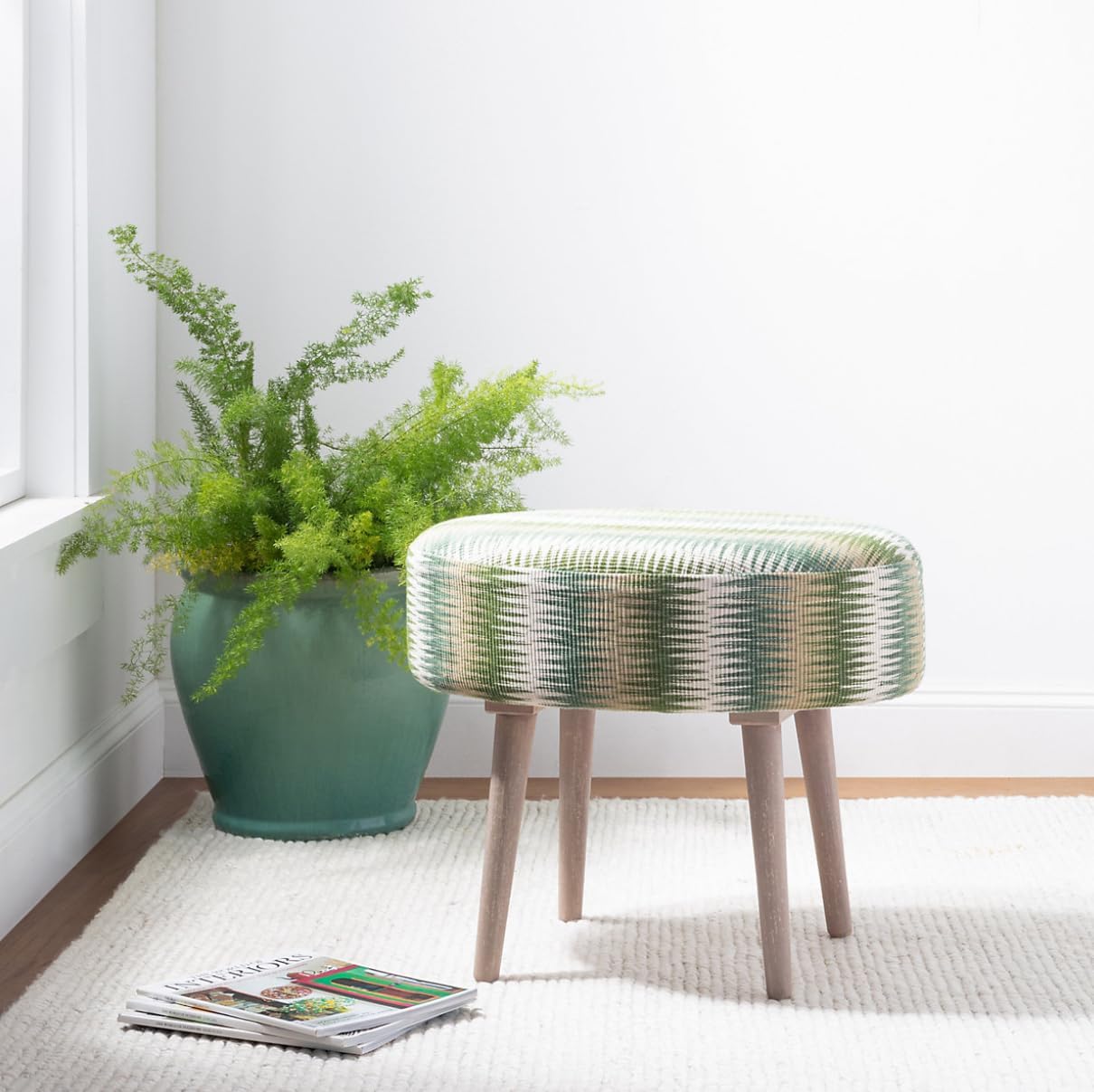 Wool Cotton Hand Woven Chunky Knit Popcorn Rug - Ivory Contemporary Area Rug