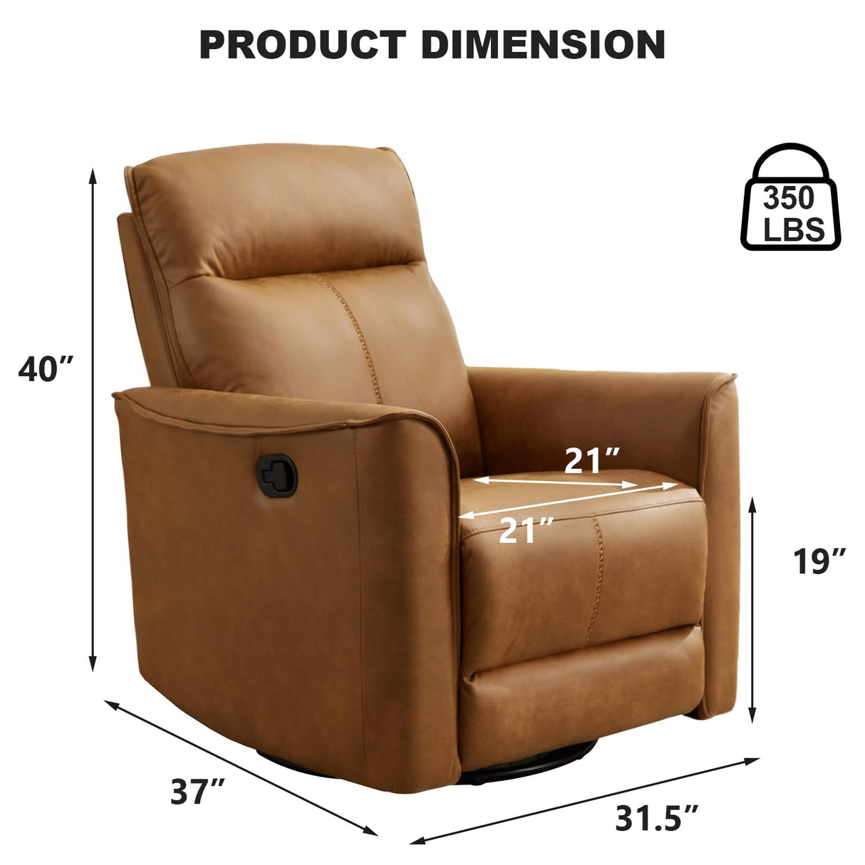 Manual Swivel Rocker Recliner, Glider Recliners with Padded Armrest and Backrest,