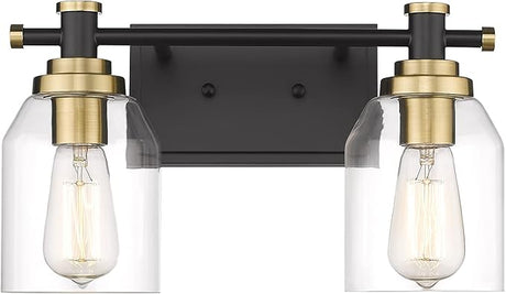3-Light Vanity Light, Modern Bathroom Light Fixtures 21 Inch, Black and Gold Finish
