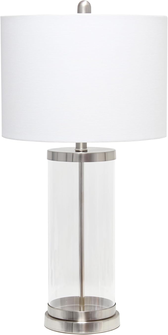 LT3323-BLK Modern Coastal Style Enclosed Clear Glass Metal Table Lamp, Black