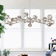 Chandelier Chrome 18-Light Crystal Pendant 43" LED Ceiling Light Pendant, Cut Crystal