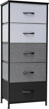 Vertical Dresser Storage Tower - Sturdy Steel Frame, Wood Top, Easy Pull Fabric