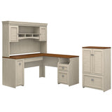 Fairview L Shaped Desk with Hutch and Storage Cabinet with File Drawer