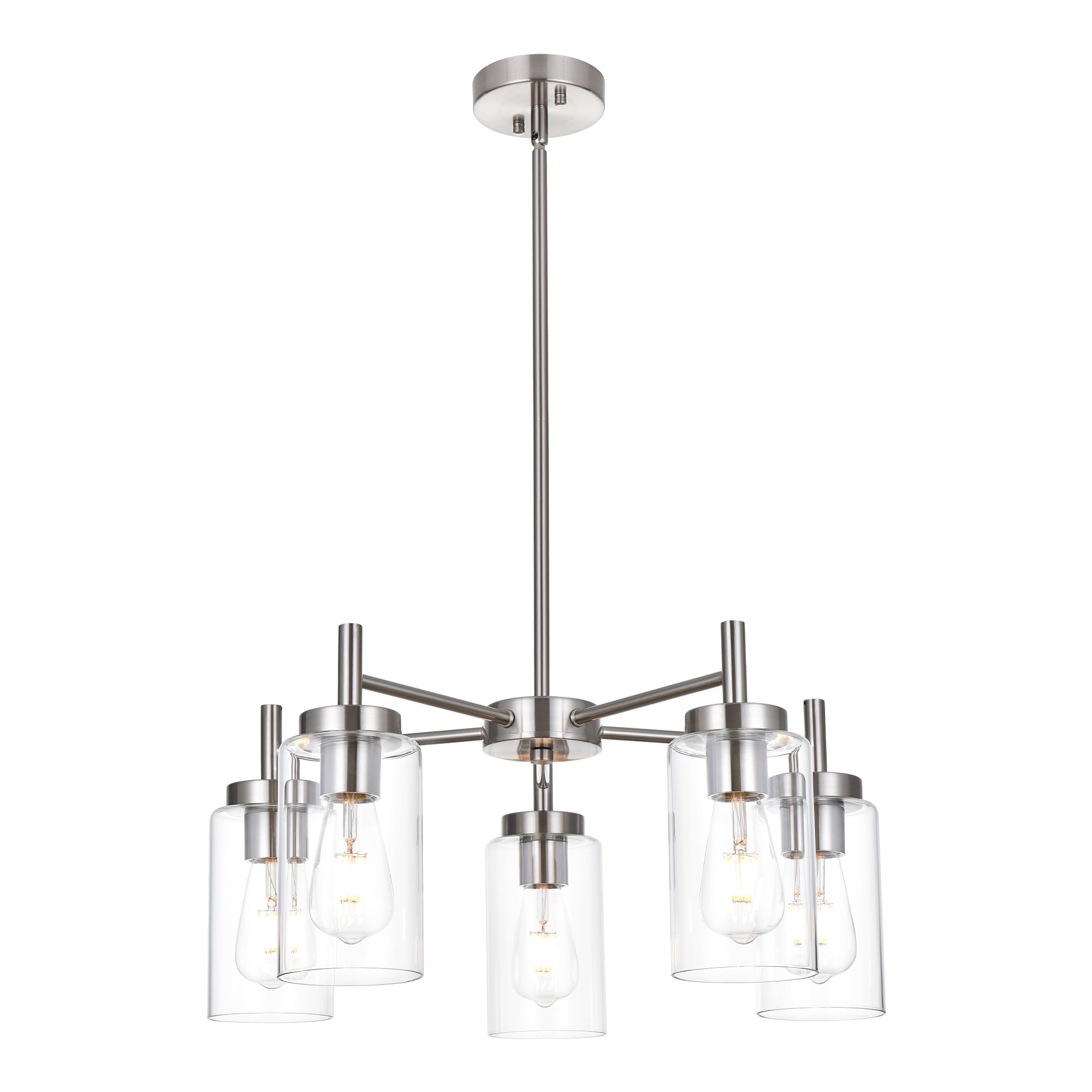 5 Lights Brushed Nickel Chandelier Modern Industrial Dining Room Light Fixtures