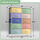 Kids Dresser with 10 Drawers - Storage Unit Organizer Chest for Clothes - Bedroom