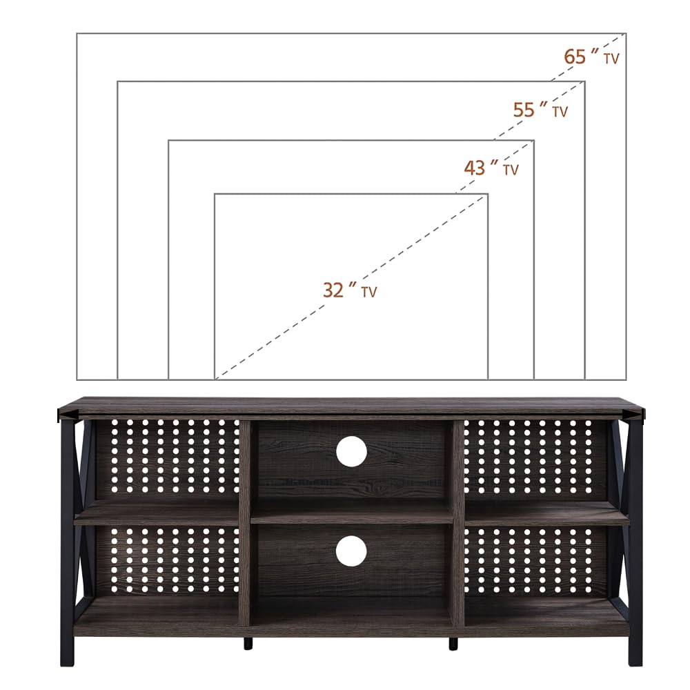 TV Stand for 70 Inch TV, Rustic Industrial Entertainment Center, Large Television Stands