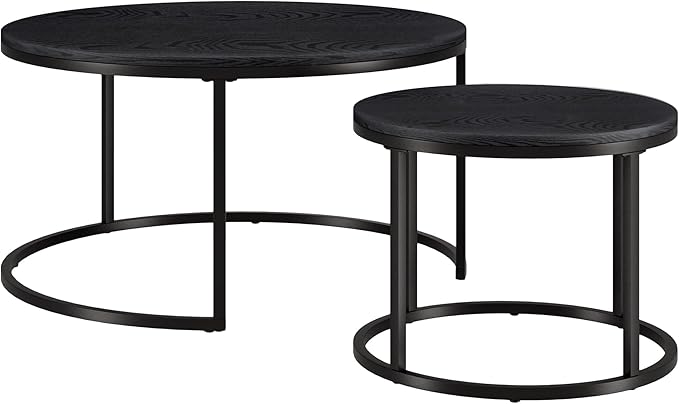 Watson Round Nested Coffee Table with MDF Top in Blackened Bronze