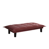 Lodge Convertible Futon Couch Bed with Microfiber Upholstery and Wood Legs, Red