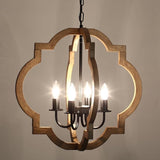 21.65'' Farmhouse Wood Chandelier, Rustic Orb Chandelier for Dining Room