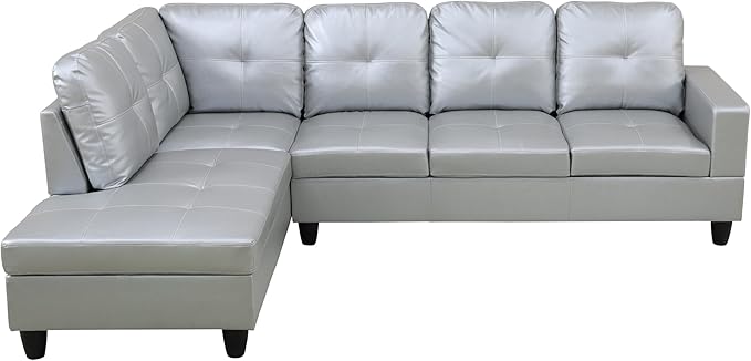 MZX-Carl-SS-00009-LWJ Sectional, 103.5"x74.5"x35", Silver White L