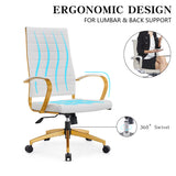 Modern Gold Office Desk Chair with Wheels and Arms - High Back Executive Chair