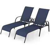 2 Pack Patio Lounge Chair, Outdoor Chaise Lounge with 5 Adjustable Backrest