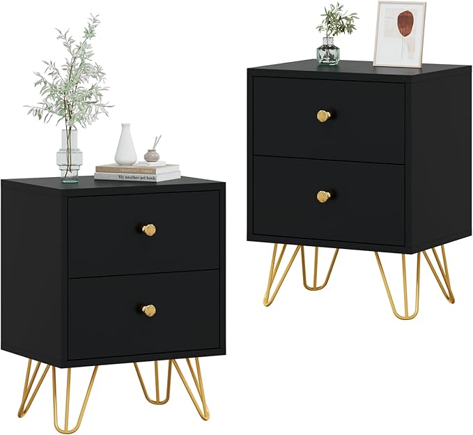 Nightstand Set of 2, End Side Table Double, Bedside Table with 2 Drawers