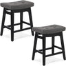 24 Inch Bar Stools Counter Height Set of 2 Solid Wood Legs PU Leather Saddle Soft