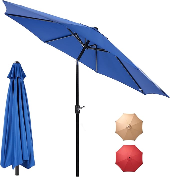 9FT Outdoor Patio Umbrella with Push Button Tilt and Crank, Table Umbrella