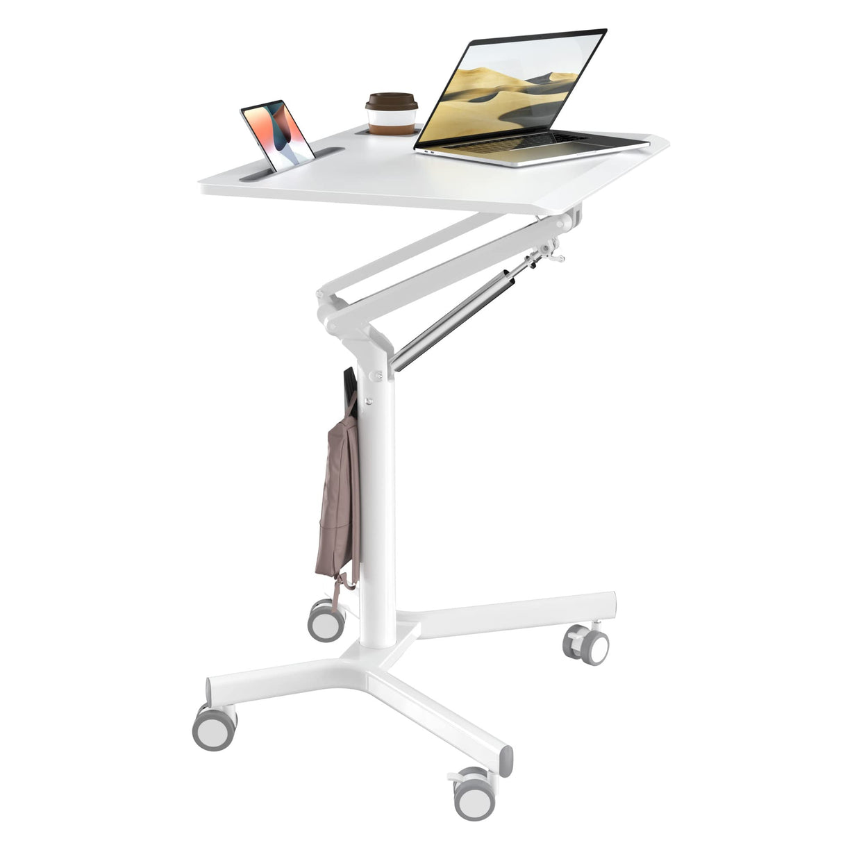 Mobile Standing Desk, 28 inch Small Height Adjustable Rolling Laptop Desk,