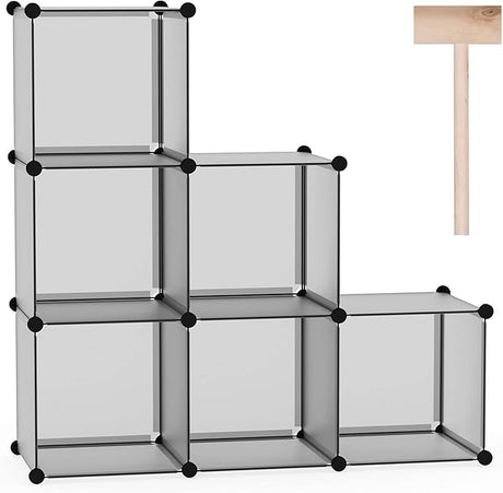 Cube Storage Organizer, 6-Cube Shelves Units, Closet Cabinet, DIY Plastic Modular Book Shelf, Ideal for Bedroom, Living Room, Office, 36.6" L x 12.4" W x 36.6" H Cocoa UPCS06C