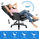 Big and Tall Office Chair 400lbs, 160°Reclining Executive Desk Chair with Foot Rest,