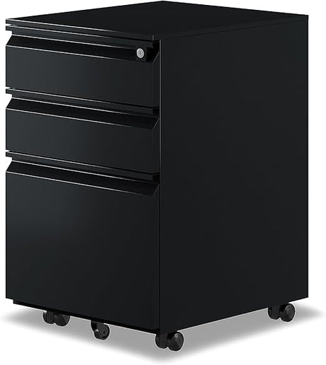 3-Drawer Mobile File Cabinets Rolling ，Vertical Metal Filing Cabinet