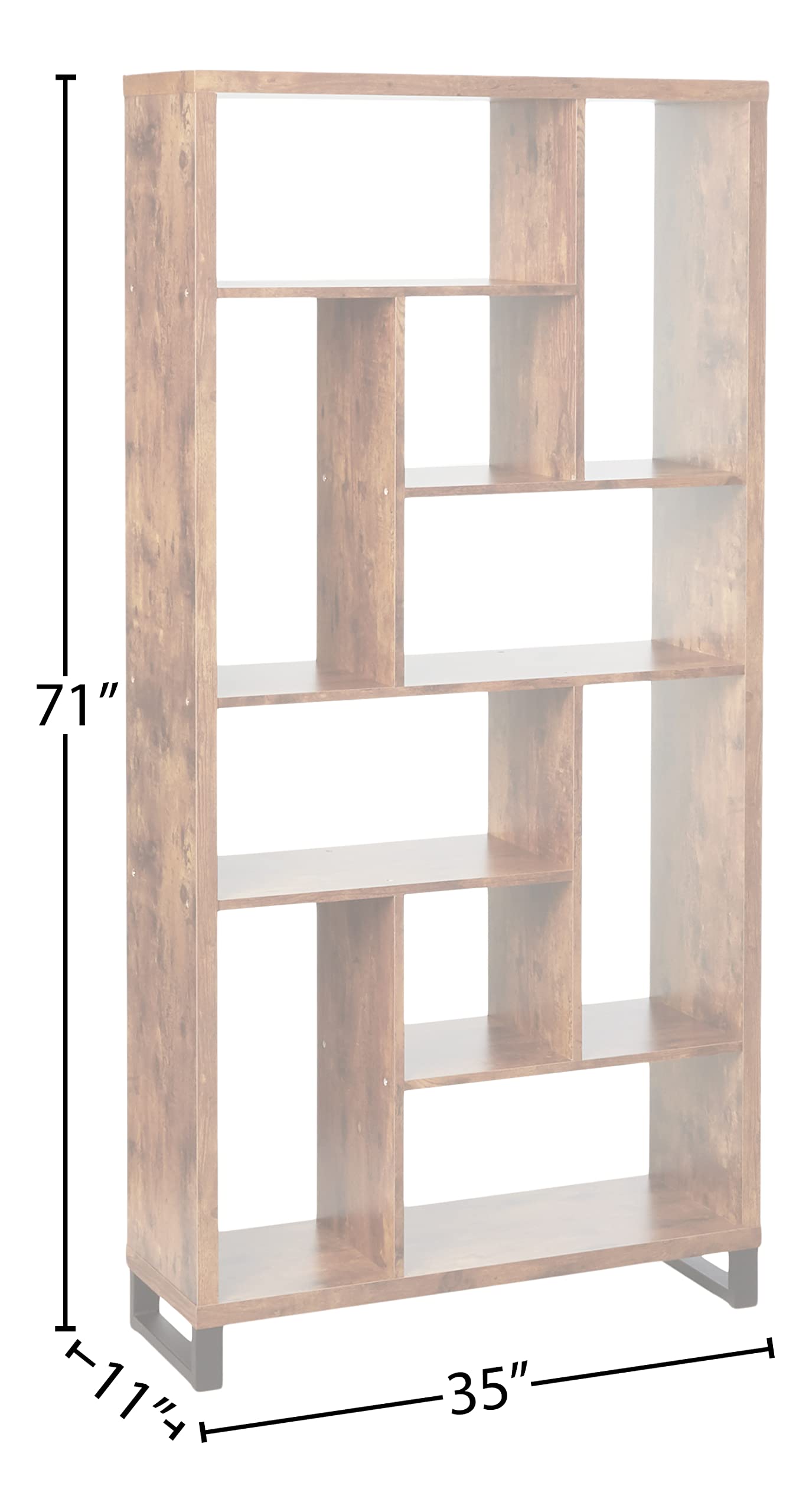 Delwin 10-Shelf Bookcase Antique Nutmeg