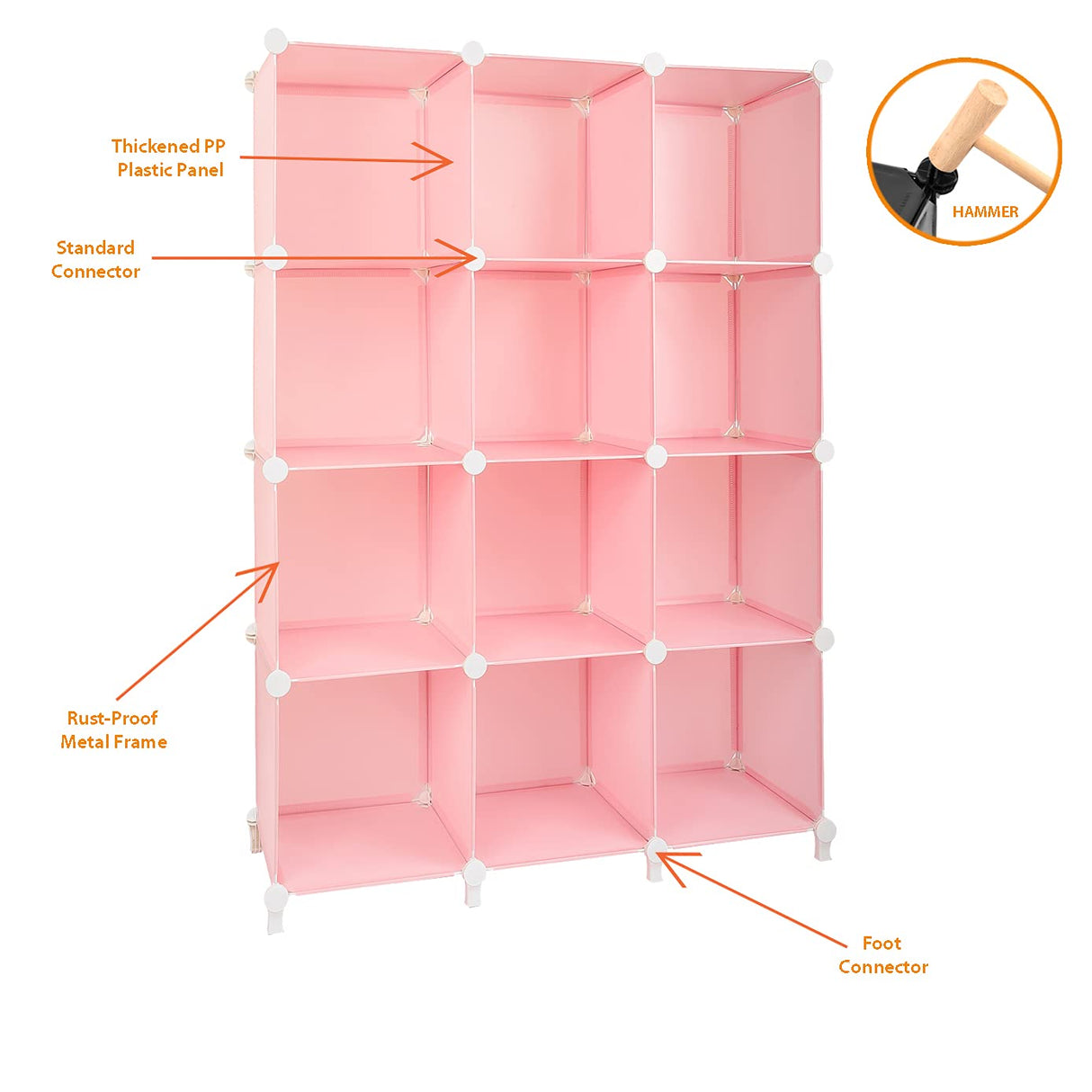 12-Cube Bookshelf Closet Organizer Storage Shelves Cubes Organizer Plastic Square