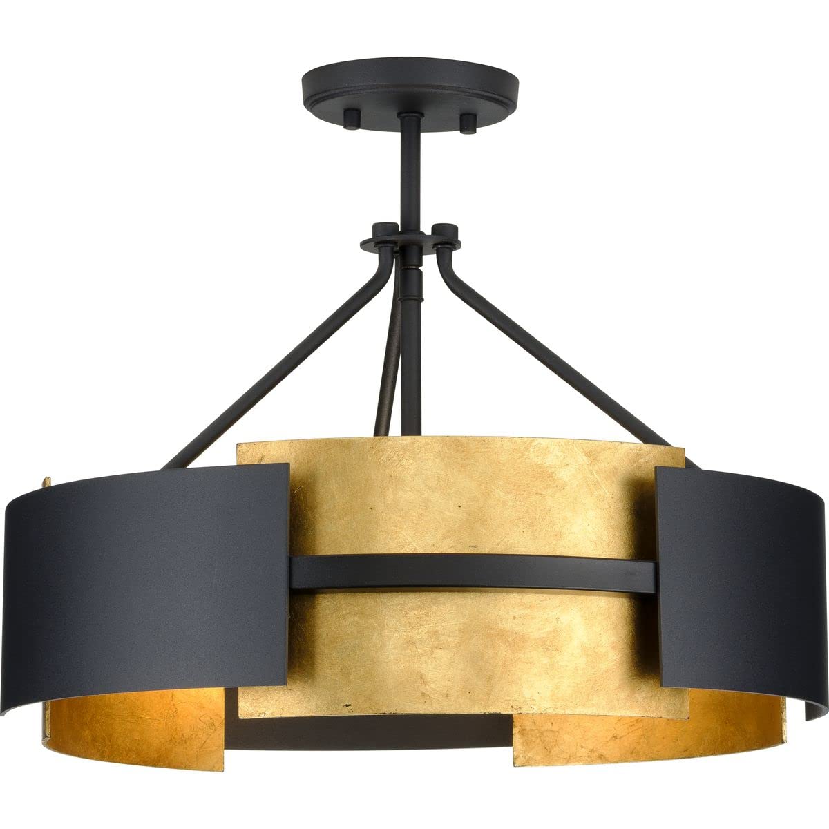 Lowery Three-Light Semi-Flush Ceiling Light in Textured Black
