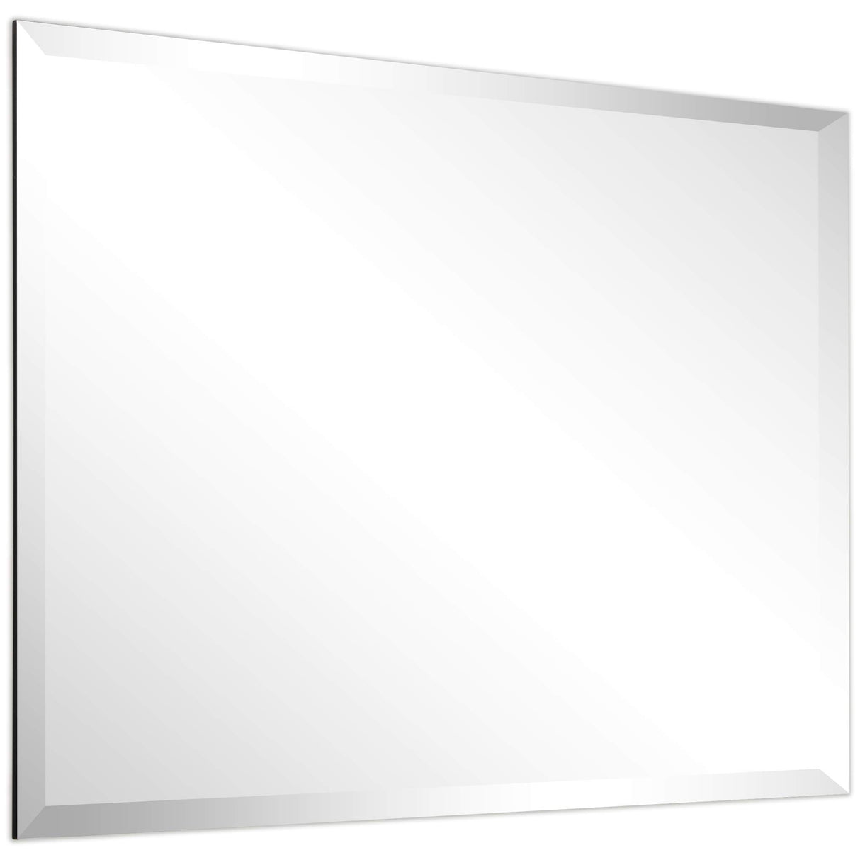 Rectangular Modern Beveled Wall Mirror, Frameless Bathroom Mirror, Ready to Hang