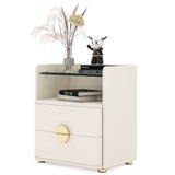 Nightstands, 2-Drawer Modern Night Stand with Open Storage Space, Wood Bed Side