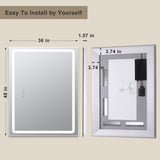 48 x 36 inch Led Lighted Bathroom Mirror Dimmable Vanity Wall Mirror Anti-Fog Memory