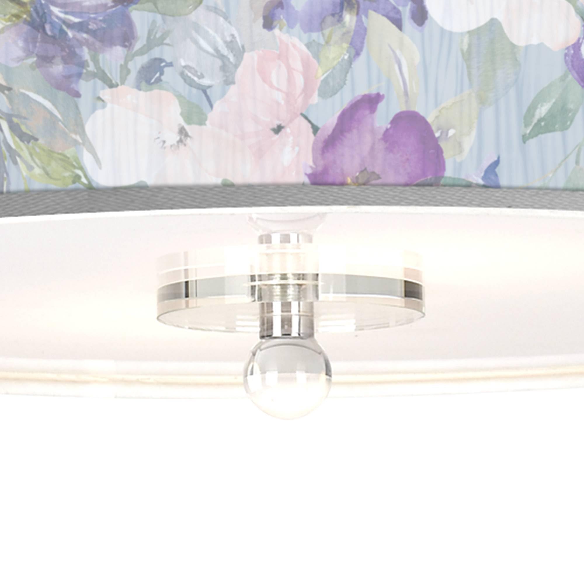 Spring Flowers 16" Semi-Flush Ceiling Light with Print Shade