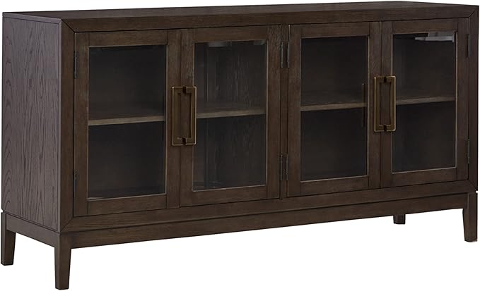 Burkhaus Traditional Dining Room Server with 2 Cabinets, Dark Brown