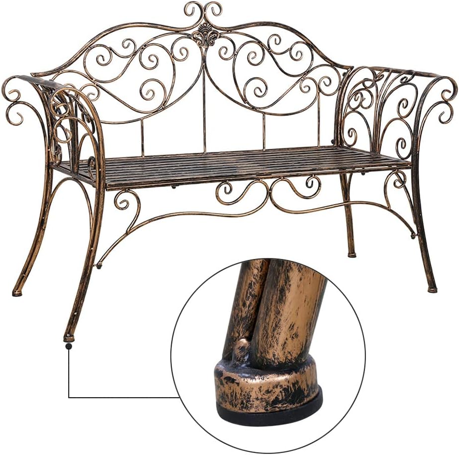 52" Garden Bench Outdoor Indoor Metal Patio Park Bench for Front Porch