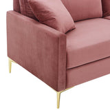 Juliana Performance Velvet Upholstered Sofa in Dusty Rose