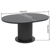 Adjustable Round Dining Table 43-59 Inch for 4-6 People