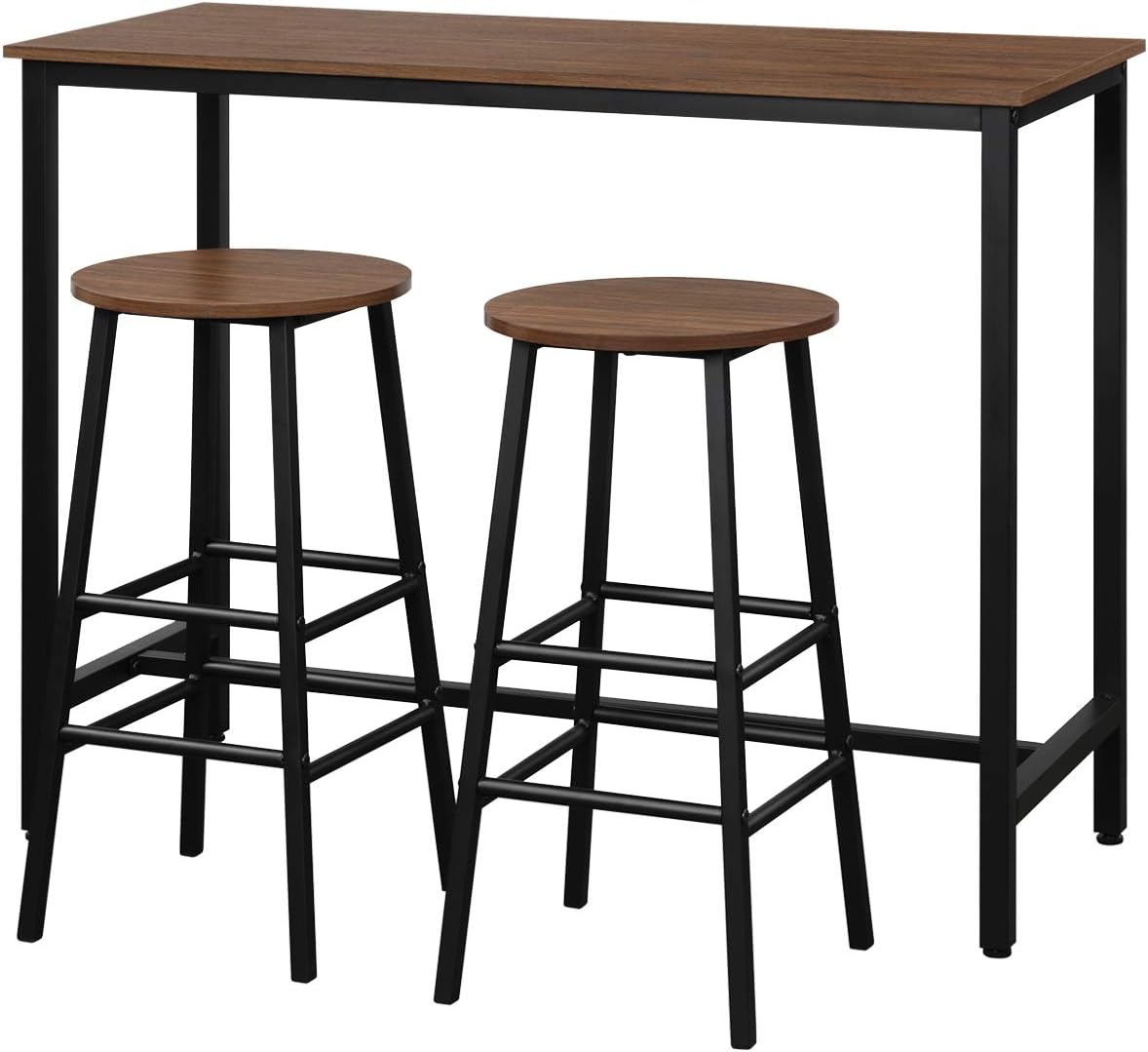 3-Piece Pub Table Set, Bar Table with 2PCS Backless Bar Stools