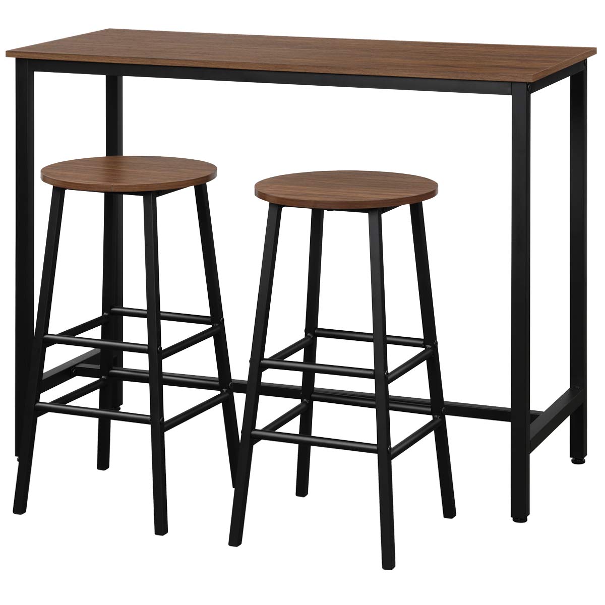 3-Piece Pub Table Set, Bar Table with 2PCS Backless Bar Stools