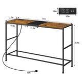 Narrow Console Table with Outlets Industrial Behind Sofa with Charging Station 41 Inch Thin Table Stand for Entryway,