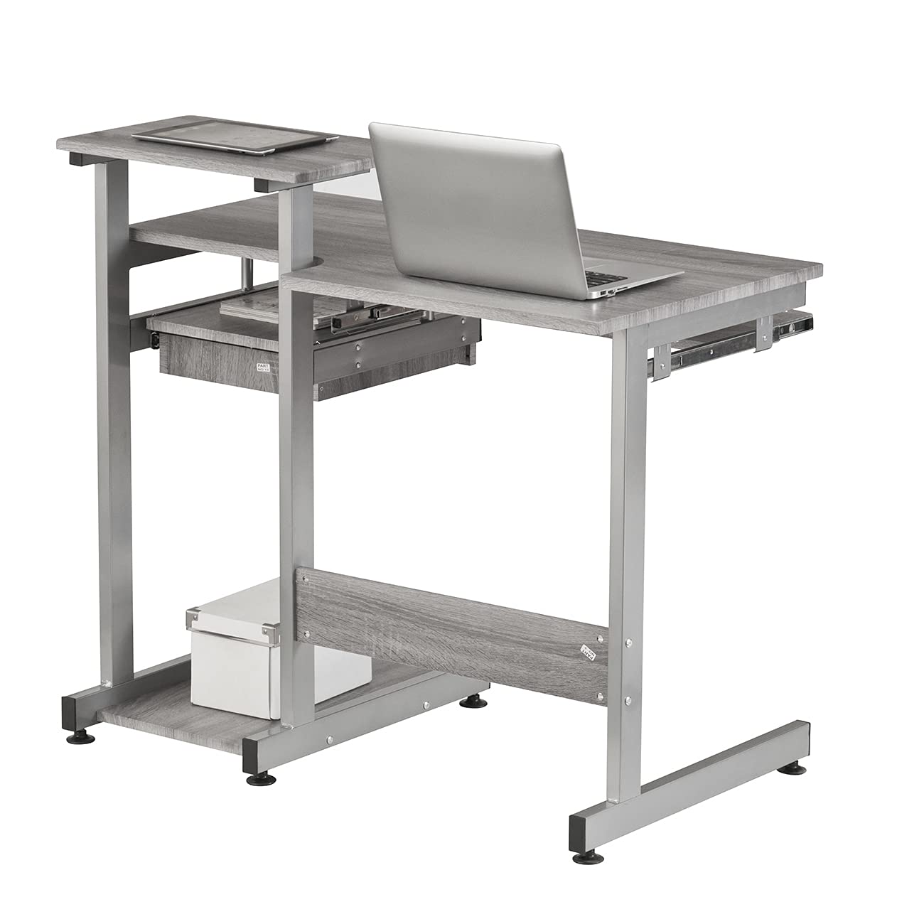 Complete Computer Workstation Desk, Gray, 37.75" W x 22" D x 35" H,Grey