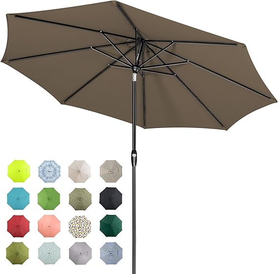 10ft Patio Market Outdoor Table Umbrella with Auto Tilt and Crank