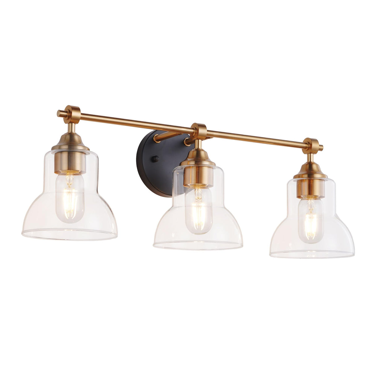3 Light Bathroom Vanity Light Black and Gold, Modern Bathroom Light Fixtures Over Mirror