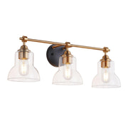 3 Light Bathroom Vanity Light Black and Gold, Modern Bathroom Light Fixtures Over Mirror