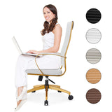 Modern Gold Office Desk Chair with Wheels and Arms - High Back Executive Chair