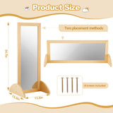 Toddler Single Sided Bi Directional Mirror 34.7 x 15.6 x 14.6 Inch Wooden Coordination Mirror