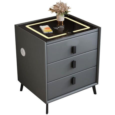 Nightstand with 3 Drawers, Side Tables Bedroom, Nightstand with Charging Station, Smart